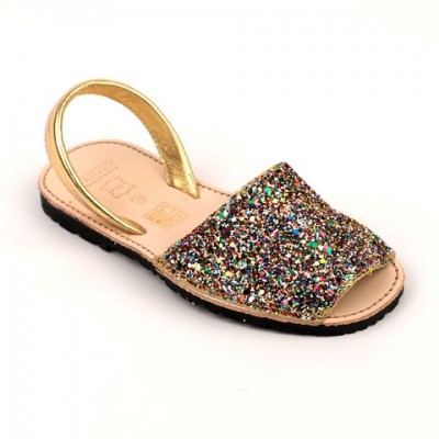 7505 Multi Glitter Spanish Sandals (Slingbacks sizes 32-34)
